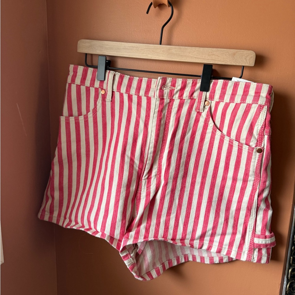 Wrangler Pink and White Striped Denim Shorts